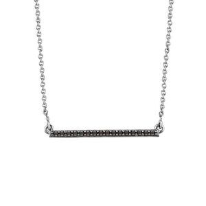 1/6 Ctw Black Diamond 26mm Bar Necklace in 14k White Gold, 18 Inch